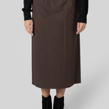 Straight Slit Brown Skirt