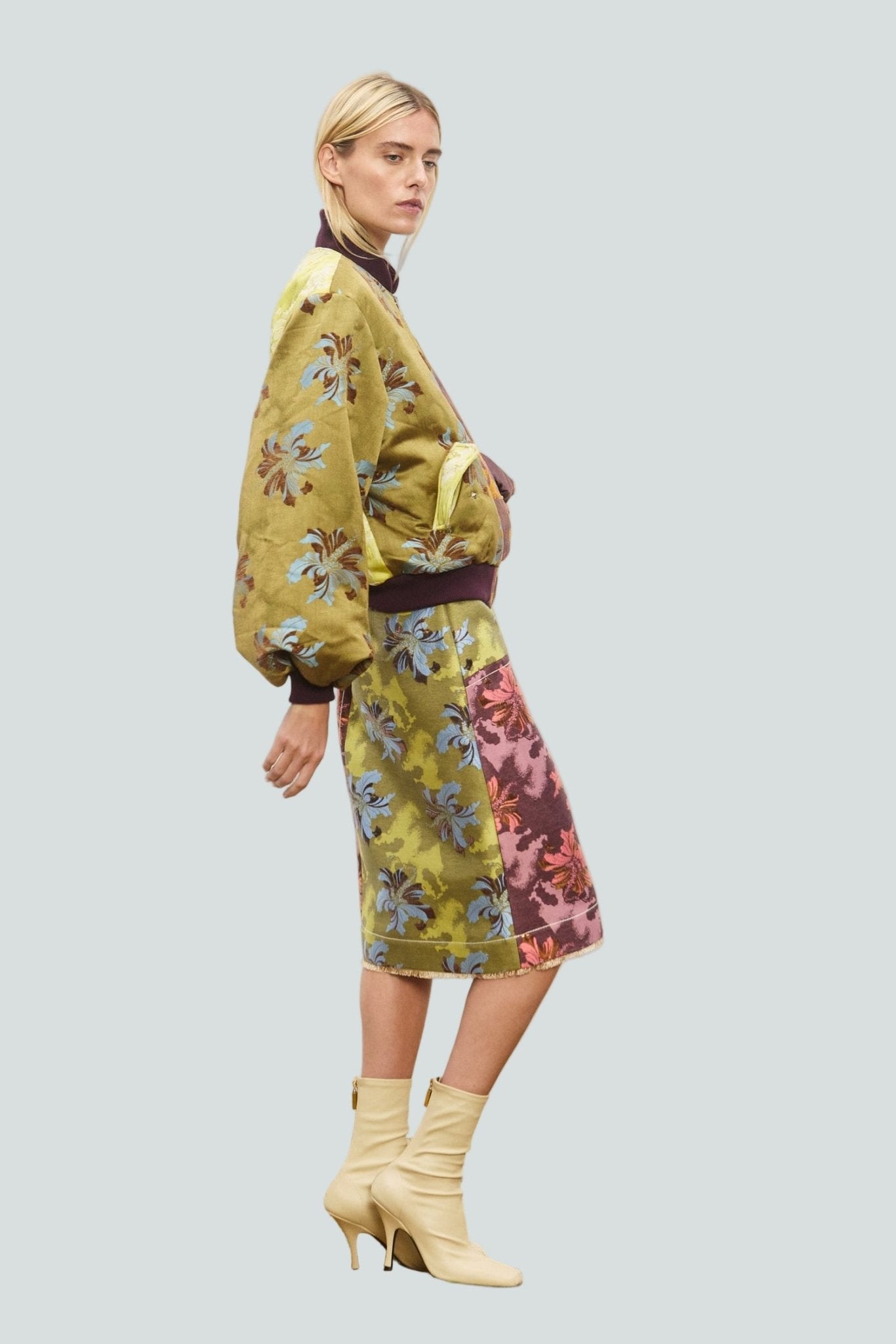 Adriana Floral Jacquard Bomber Jacket - Alemais