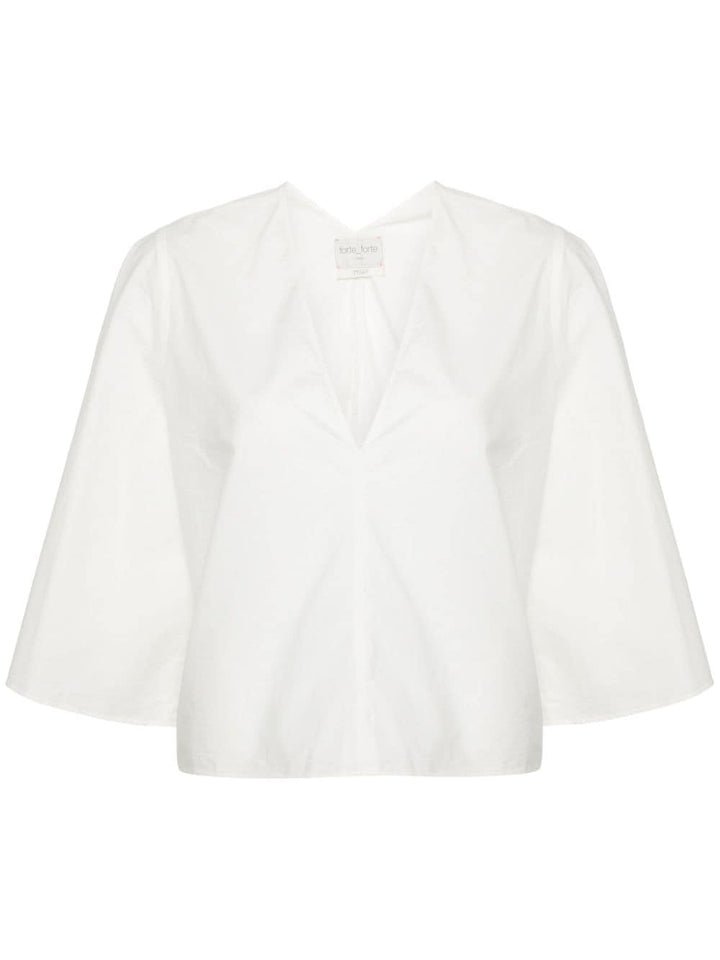 BCI Cotton Popline V Neck Top - Forte Forte