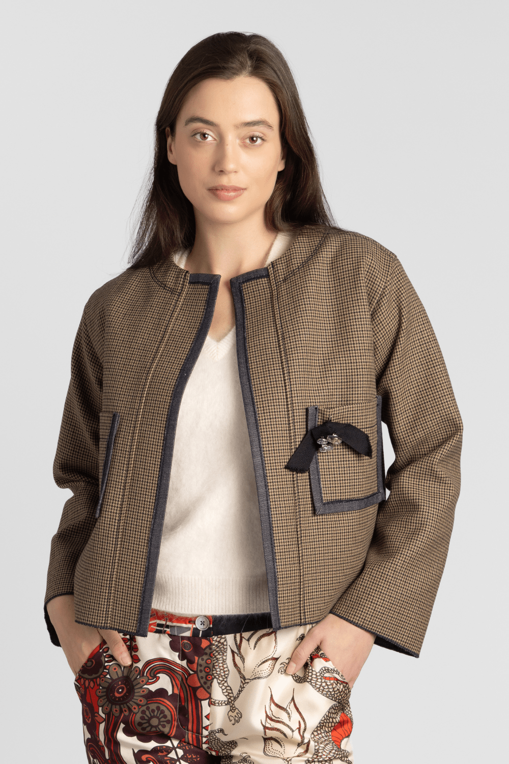 Bounded Plaid Denim Jacket - Odeeh