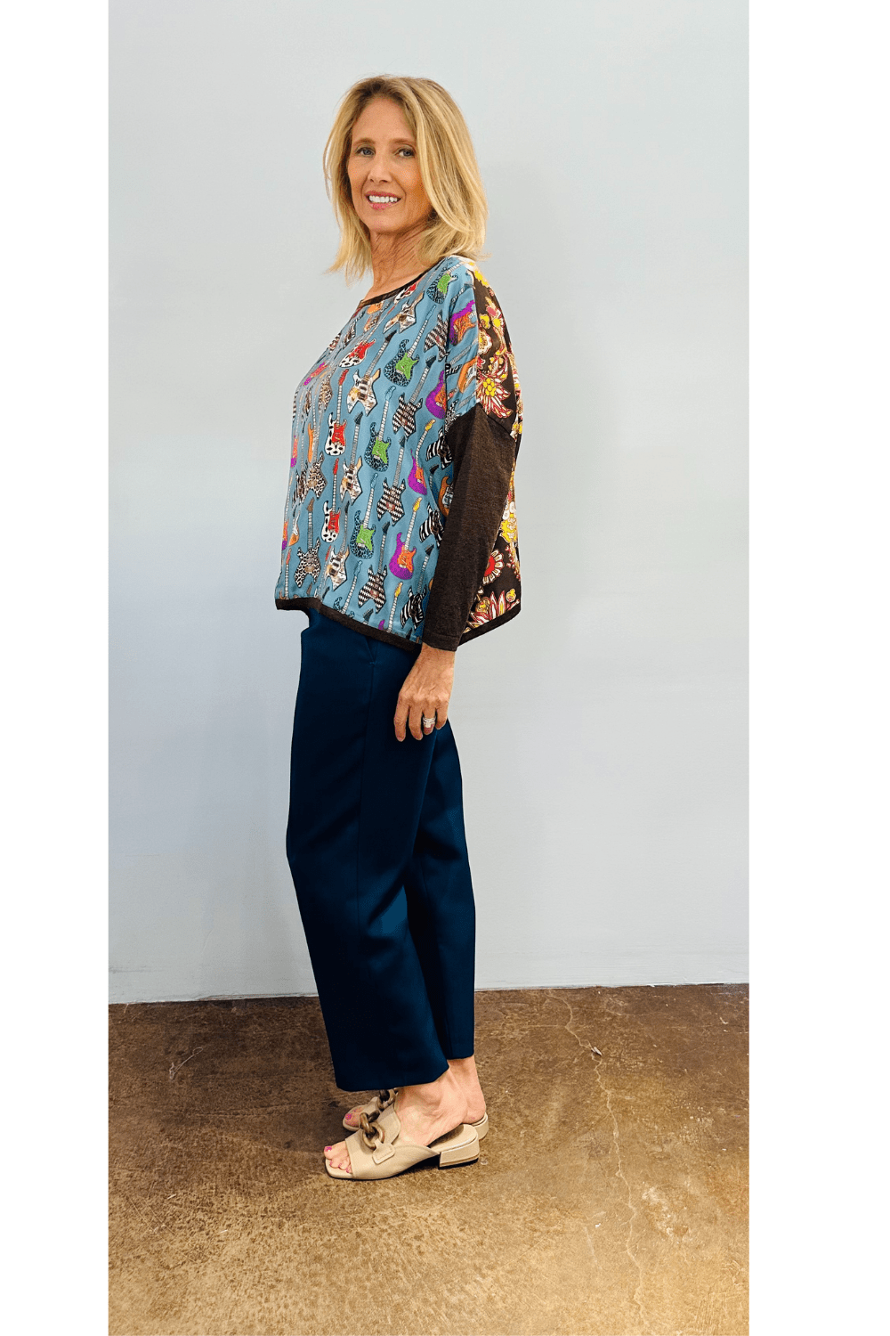 Bowie Guitar Print Silk Shirt - La Prestic Ouiston