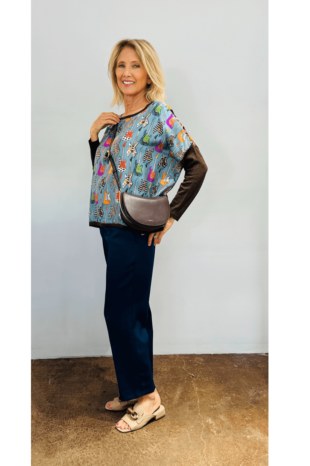 Bowie Guitar Print Silk Shirt - La Prestic Ouiston