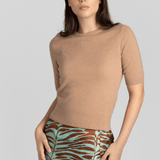 Cashmere Elbow Sleeve Tee - White + Warren