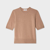 Cashmere Elbow Sleeve Tee - White + Warren