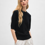Cashmere Elbow Sleeve Tee - White + Warren