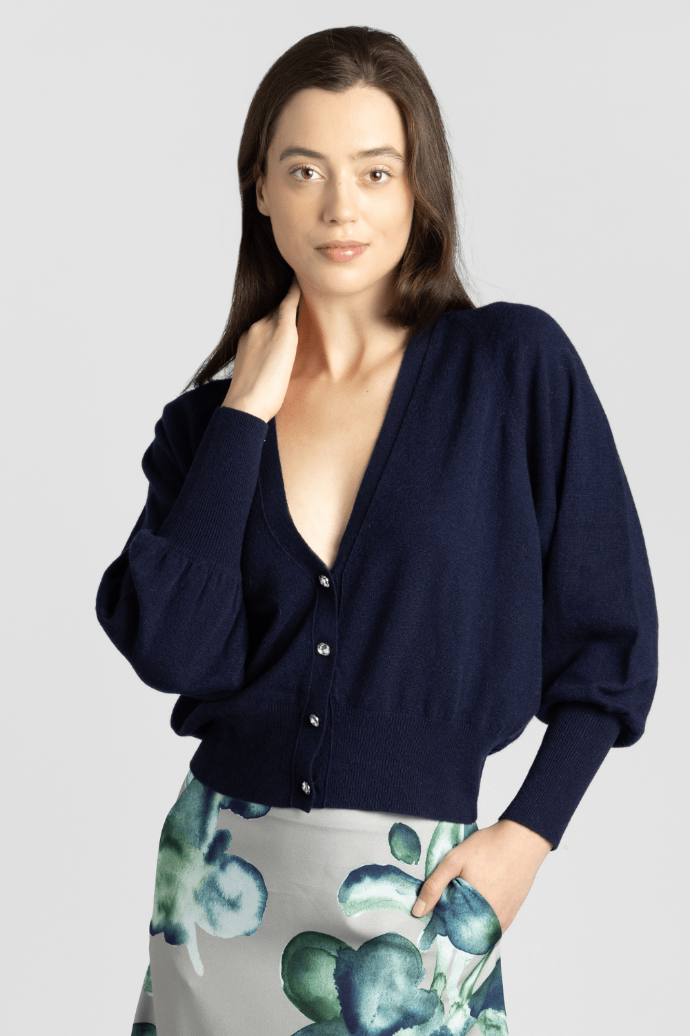 Cashmere Jeweled Button Cardigan - Odeeh