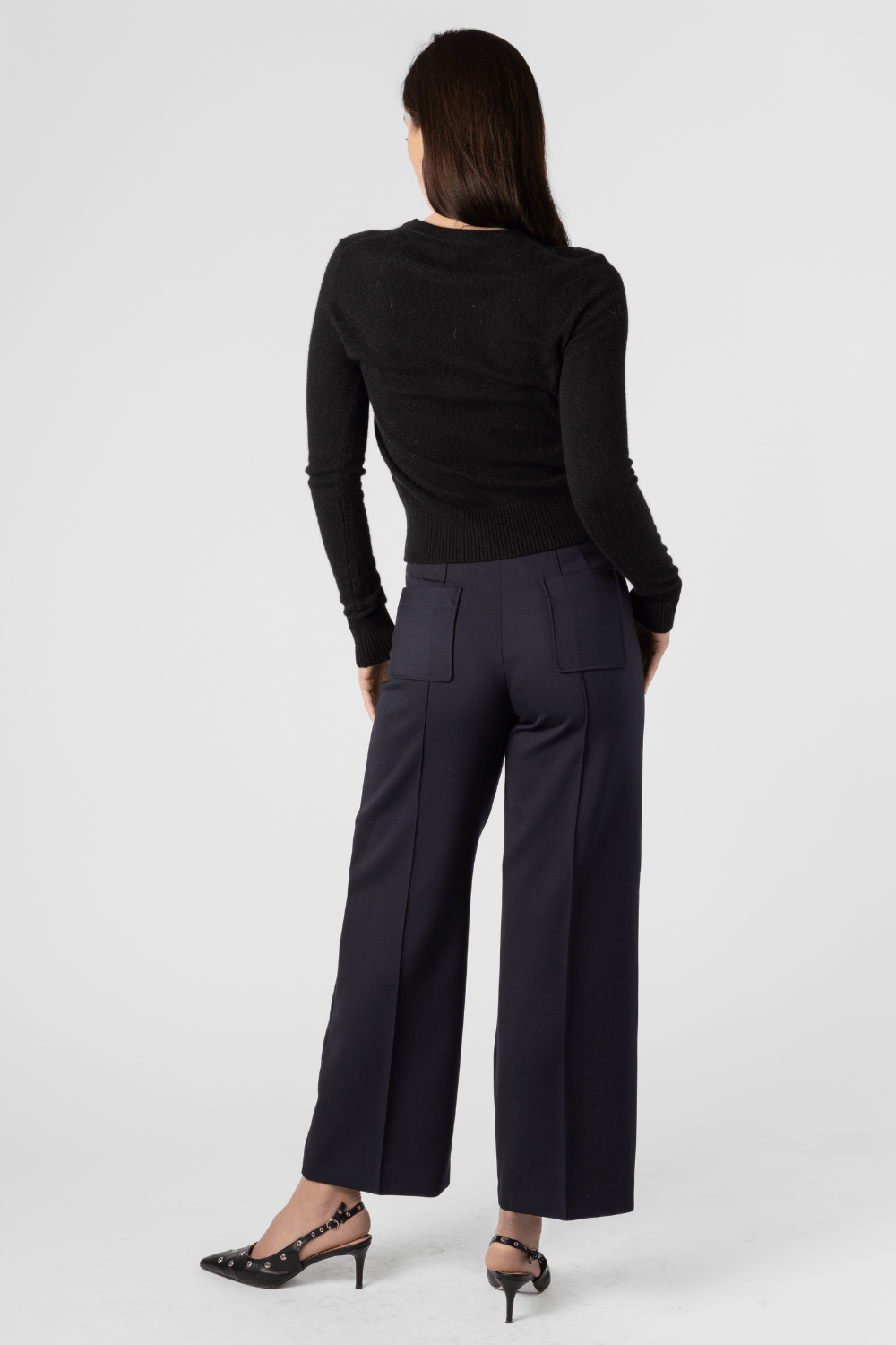 Cashmere Shrunken Crewneck Sweater - White + Warren
