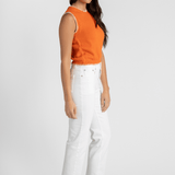 Cotton Knit Trim Top - White + Warren