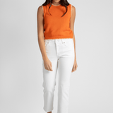 Cotton Knit Trim Top - White + Warren