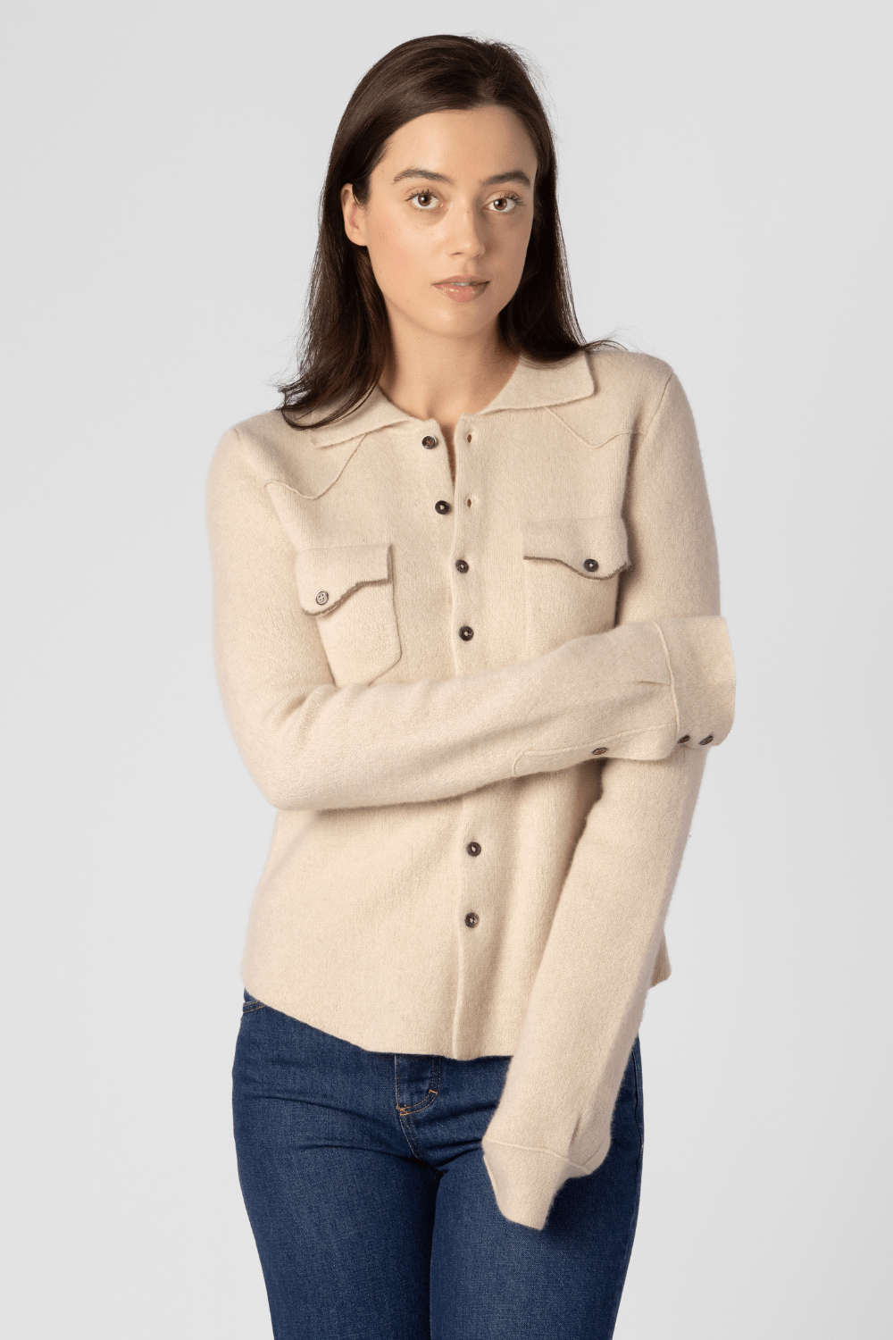 Cowgirl Cashmere Button Up Shirt - Brazeau Tricot