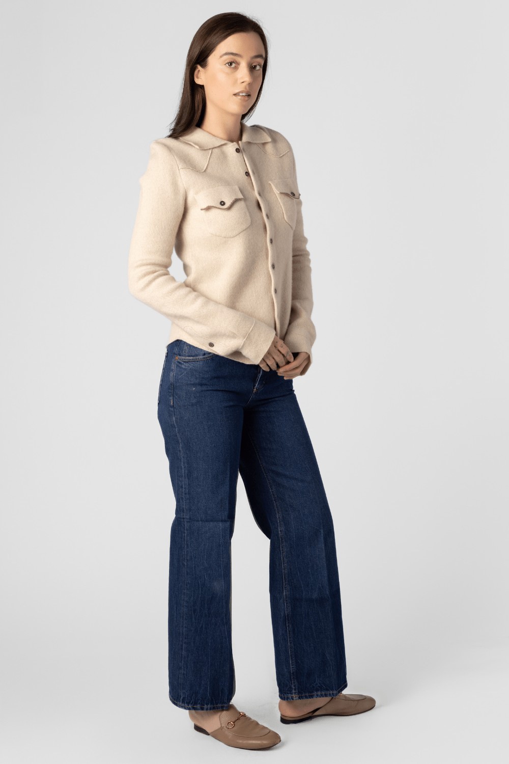 Cowgirl Cashmere Button Up Shirt - Brazeau Tricot