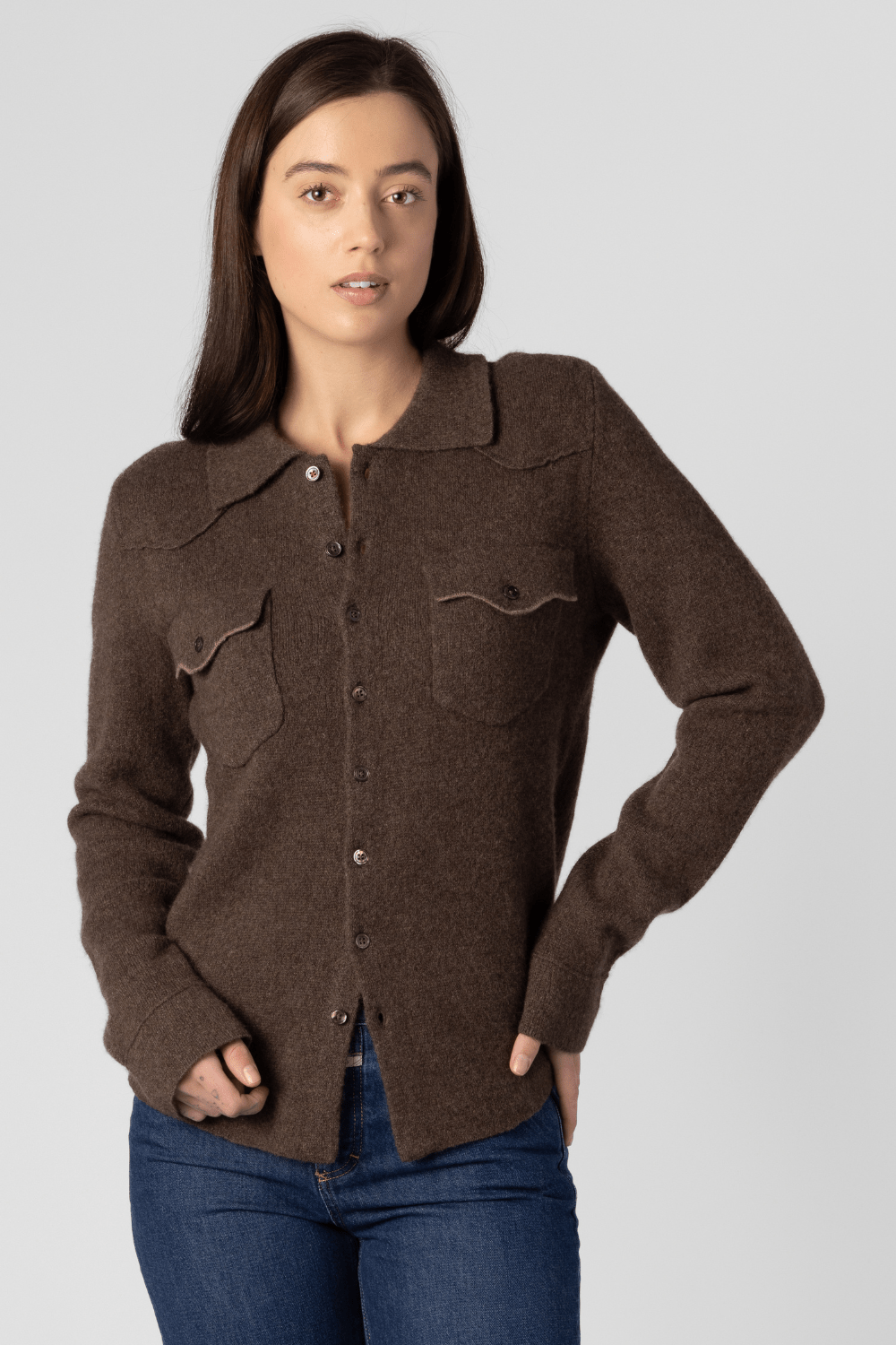Cowgirl Cashmere Button Up Shirt - Brazeau Tricot