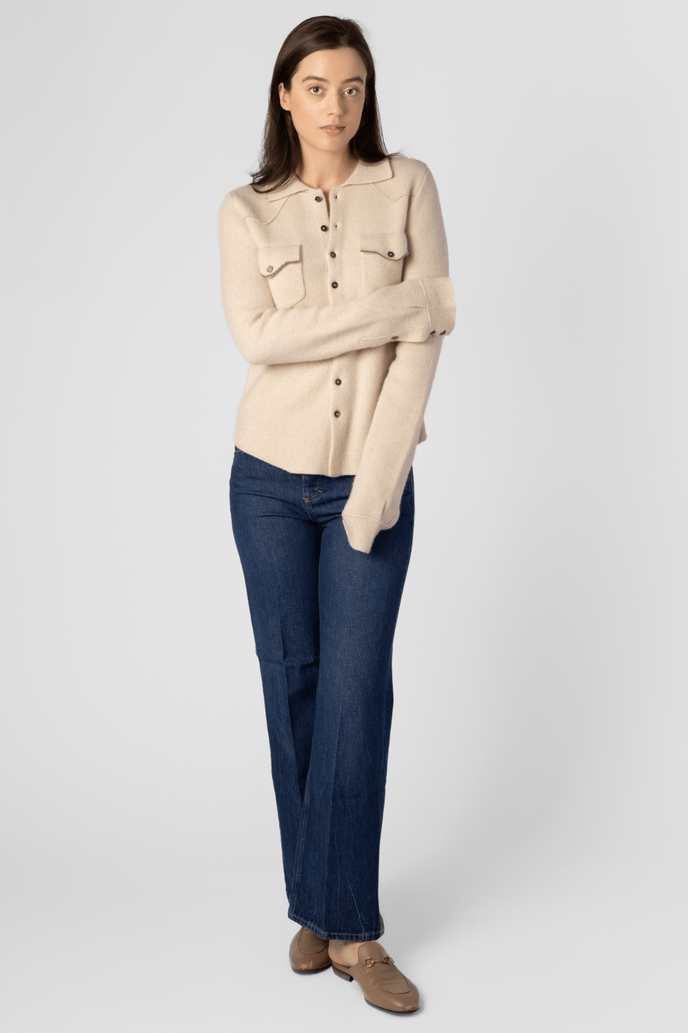 Cowgirl Cashmere Button Up Shirt - Brazeau Tricot