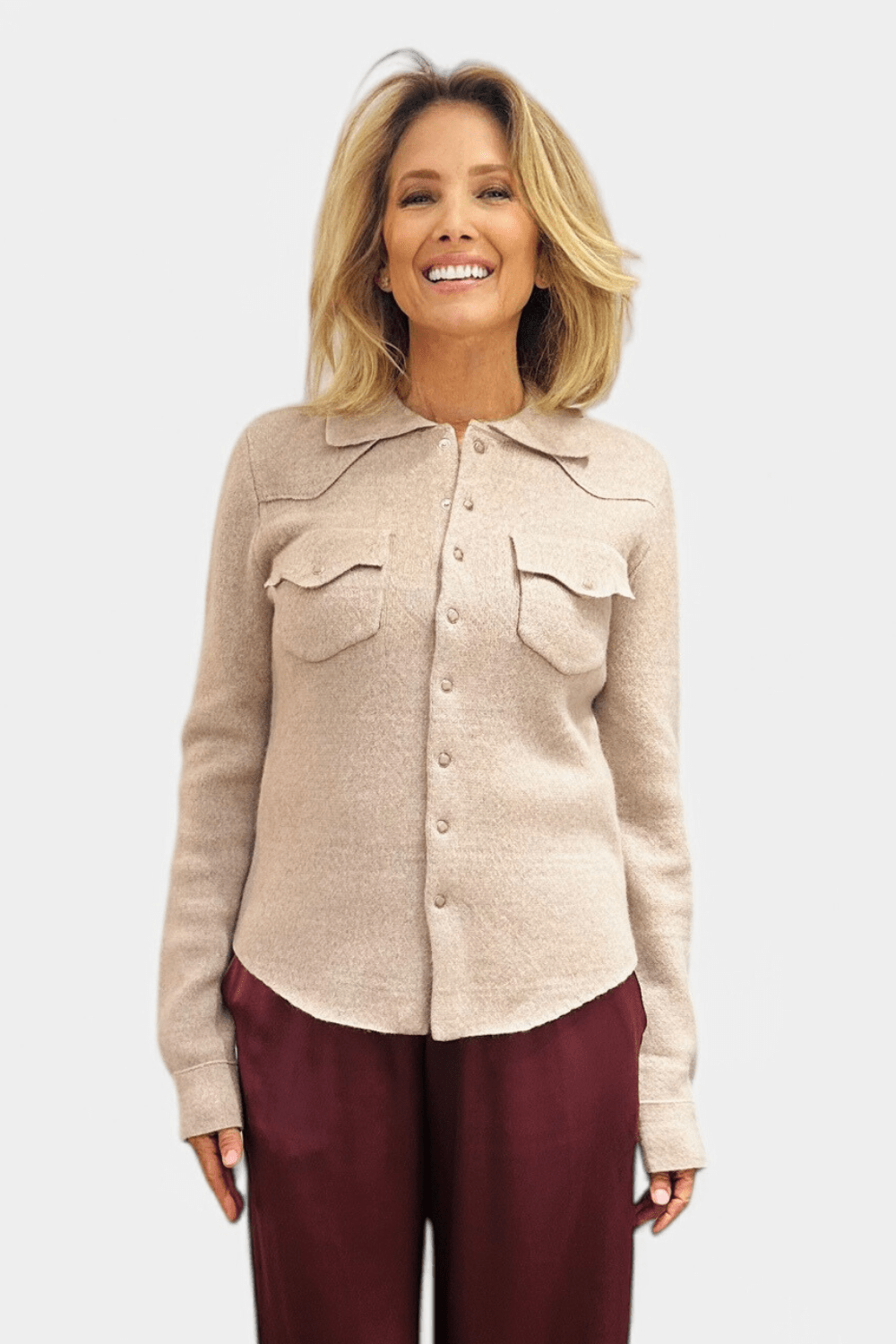 Cowgirl Cashmere Snap Button Up Shirt - Brazeau Tricot