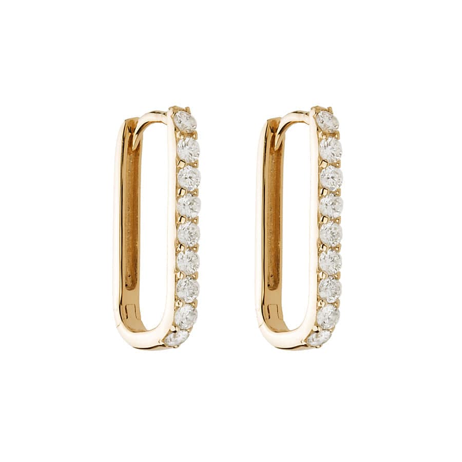 Diamond Paperclip Small Hoop Earrings - Lee Jones Collection