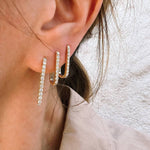 Diamond Paperclip Small Hoop Earrings - Lee Jones Collection