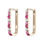Diamond/Pink Sapphire/Ruby Small Paperclip Hoop Earrings - Lee Jones Collection