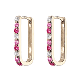 Diamond/Pink Sapphire/Ruby Small Paperclip Hoop Earrings - Lee Jones Collection