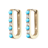Diamond/Turquoise Small Paperclip Earrings - Lee Jones Collection