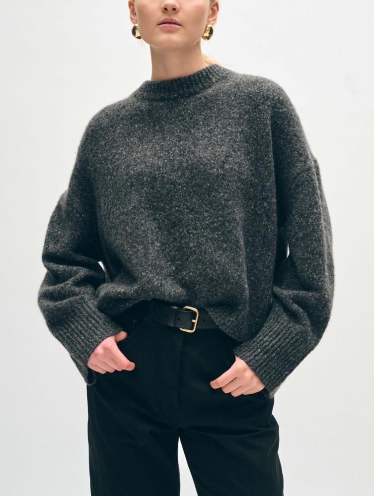 Donegal Cashmere Easy Crewneck Sweater - White + Warren