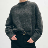 Donegal Cashmere Easy Crewneck Sweater - White + Warren