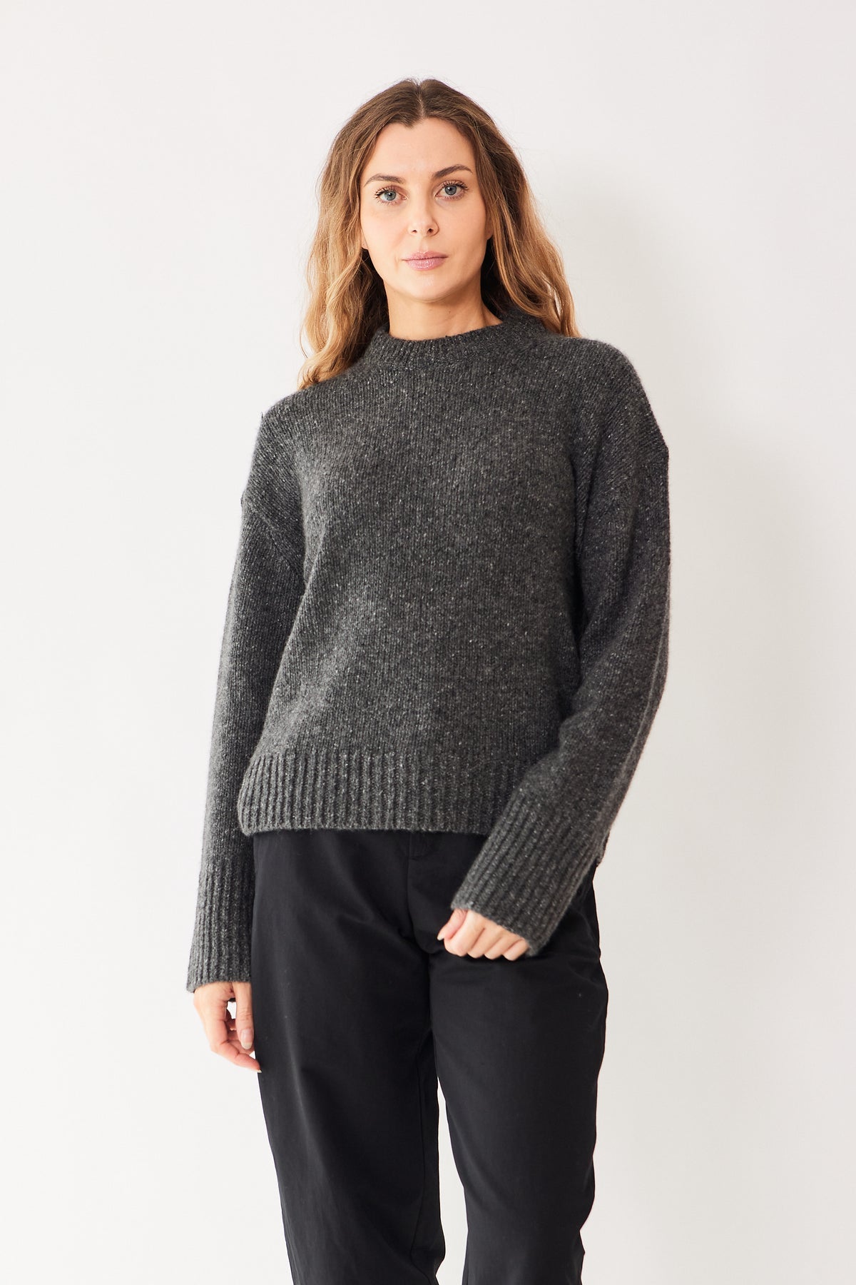 Donegal Cashmere Easy Crewneck Sweater - White + Warren