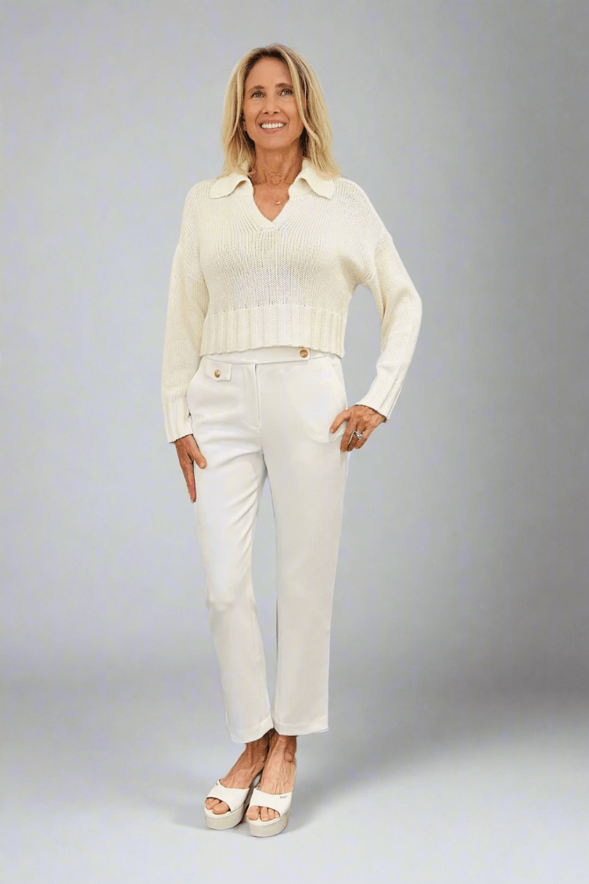 Knit V Neck Crop Top - The Posh Peacock