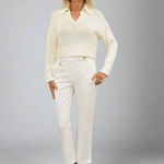 Knit V Neck Crop Top - Sablyn