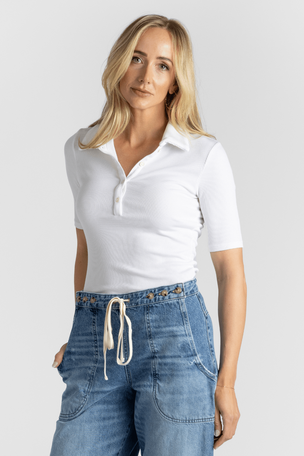 Mid Sleeve Polo Top - SPRWMN