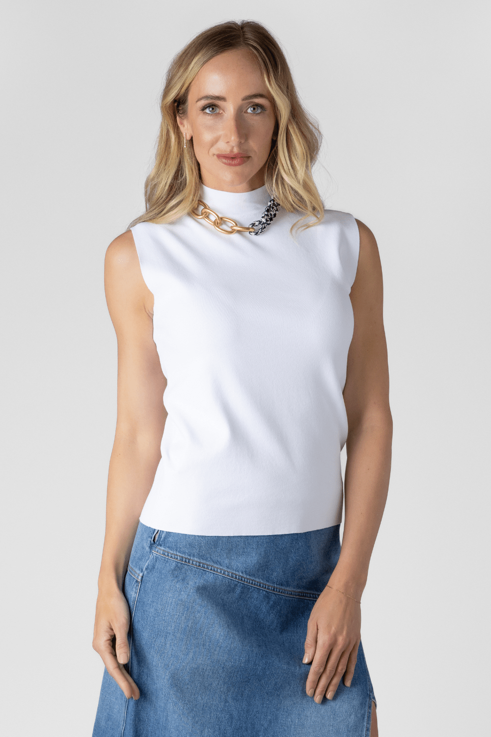 Mock Neck Sleeveless Top - Plan C