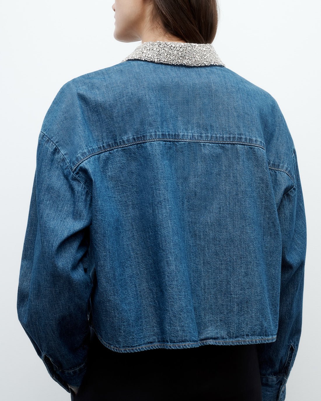 My Ex's Denim Shirt w/ Crystal Collar - TWP