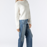 Organic Cotton Raglan Crew Sweater - White + Warren