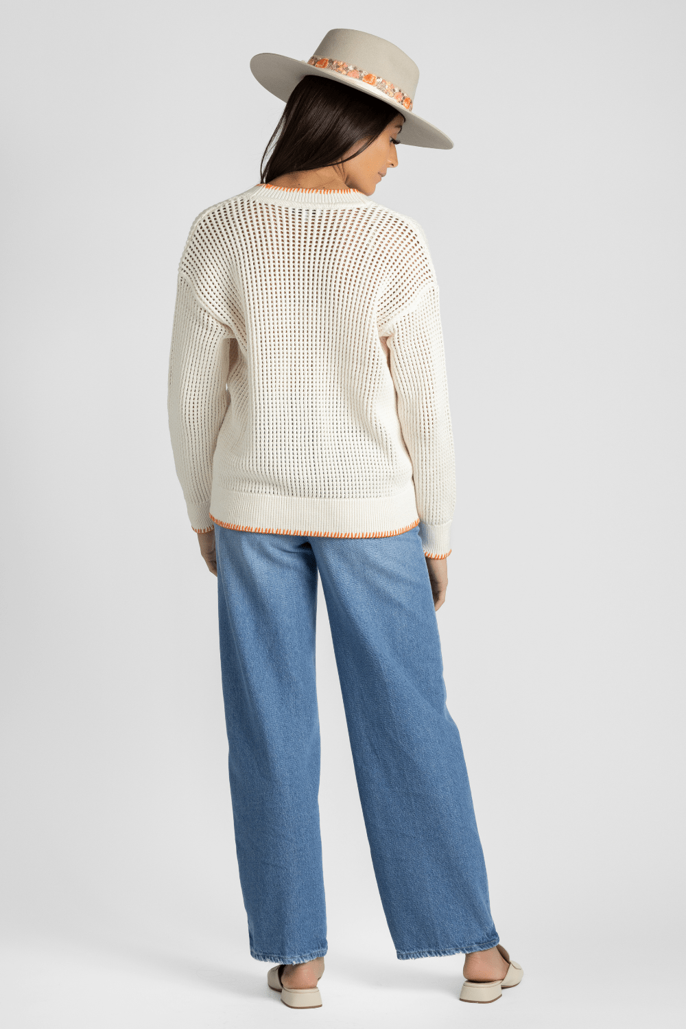 Organic Cotton Trim Cardigan - White + Warren
