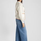 Organic Cotton Trim Cardigan - White + Warren