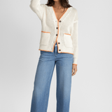 Organic Cotton Trim Cardigan - White + Warren