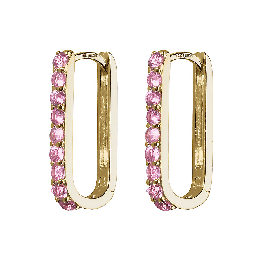 Pink Sapphire Small Paperclip Hoop Earrings - Lee Jones Collection