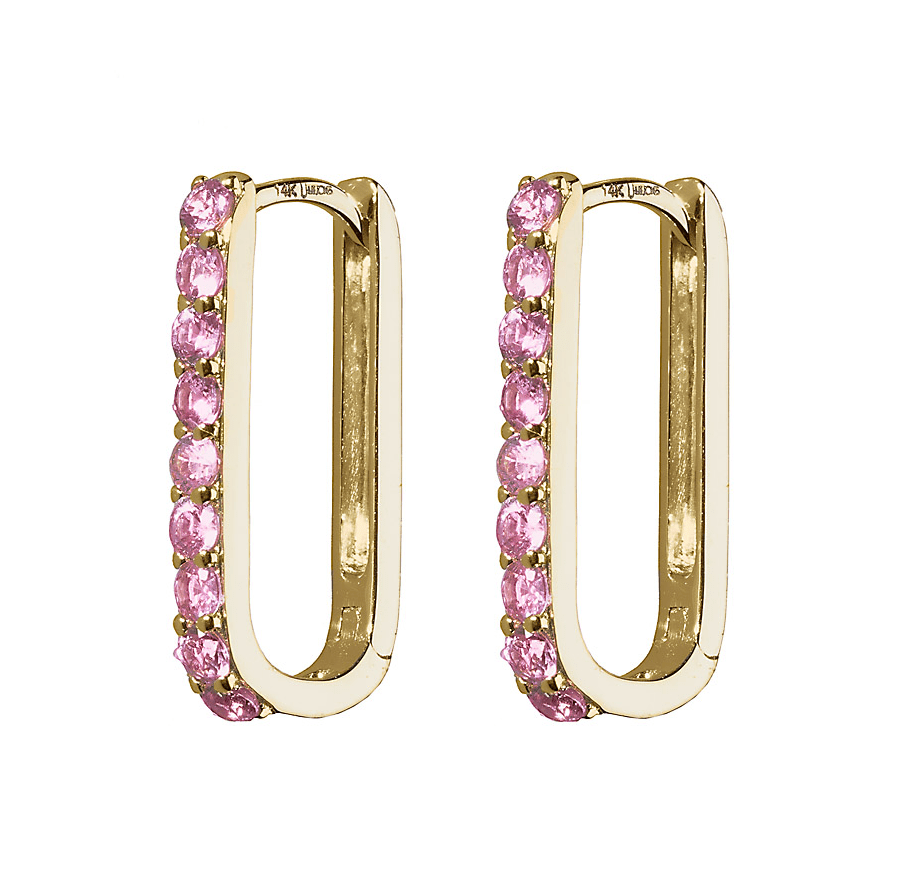 Pink Sapphire Small Paperclip Hoop Earrings - Lee Jones Collection