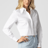 Poplin Crop Button Up Blouse - Odeeh