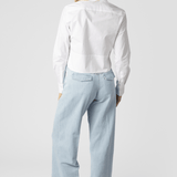 Poplin Crop Button Up Blouse - Odeeh