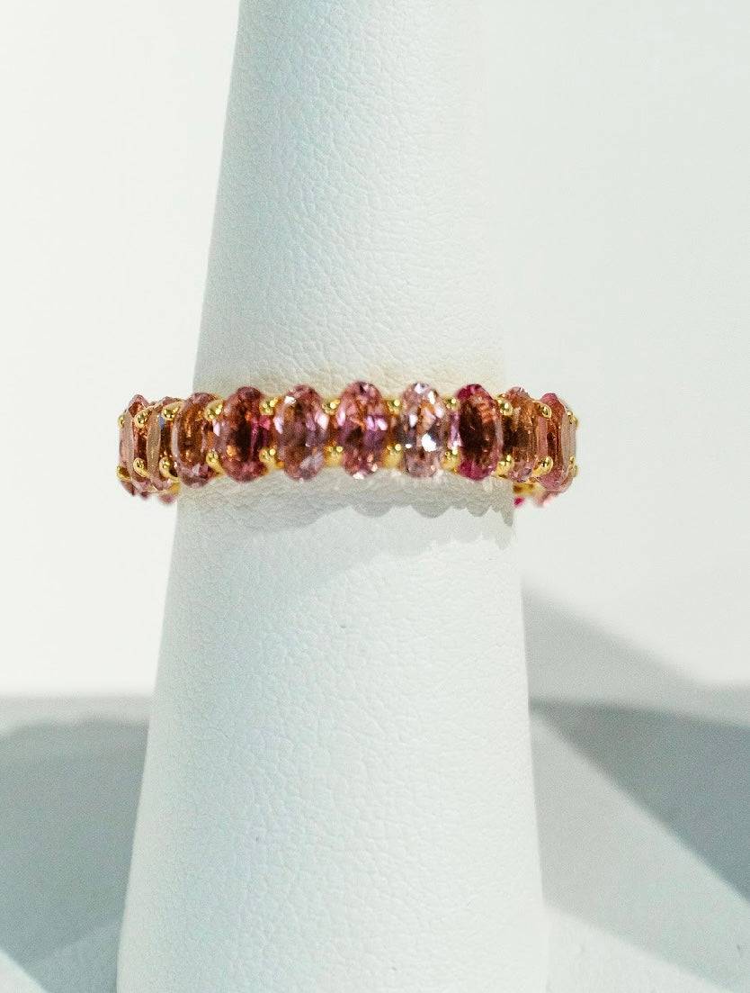 Samira 13 Oval Shaped Pink Tourmaline Eternity Band - Samira 13