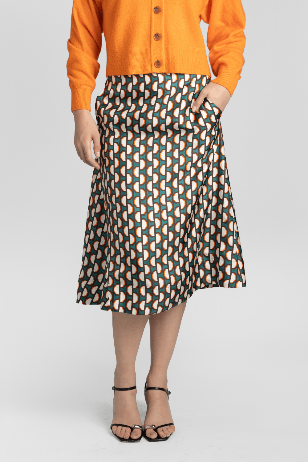 Silk Teal Midi Skirt - Odeeh
