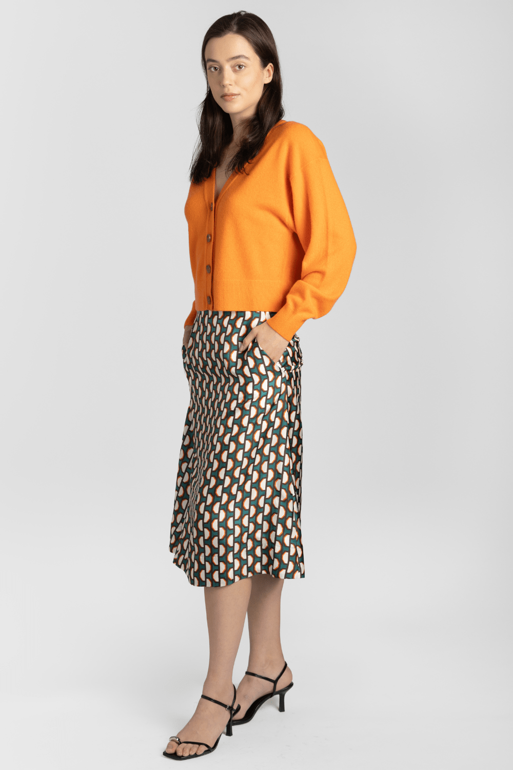 Silk Teal Midi Skirt - Odeeh