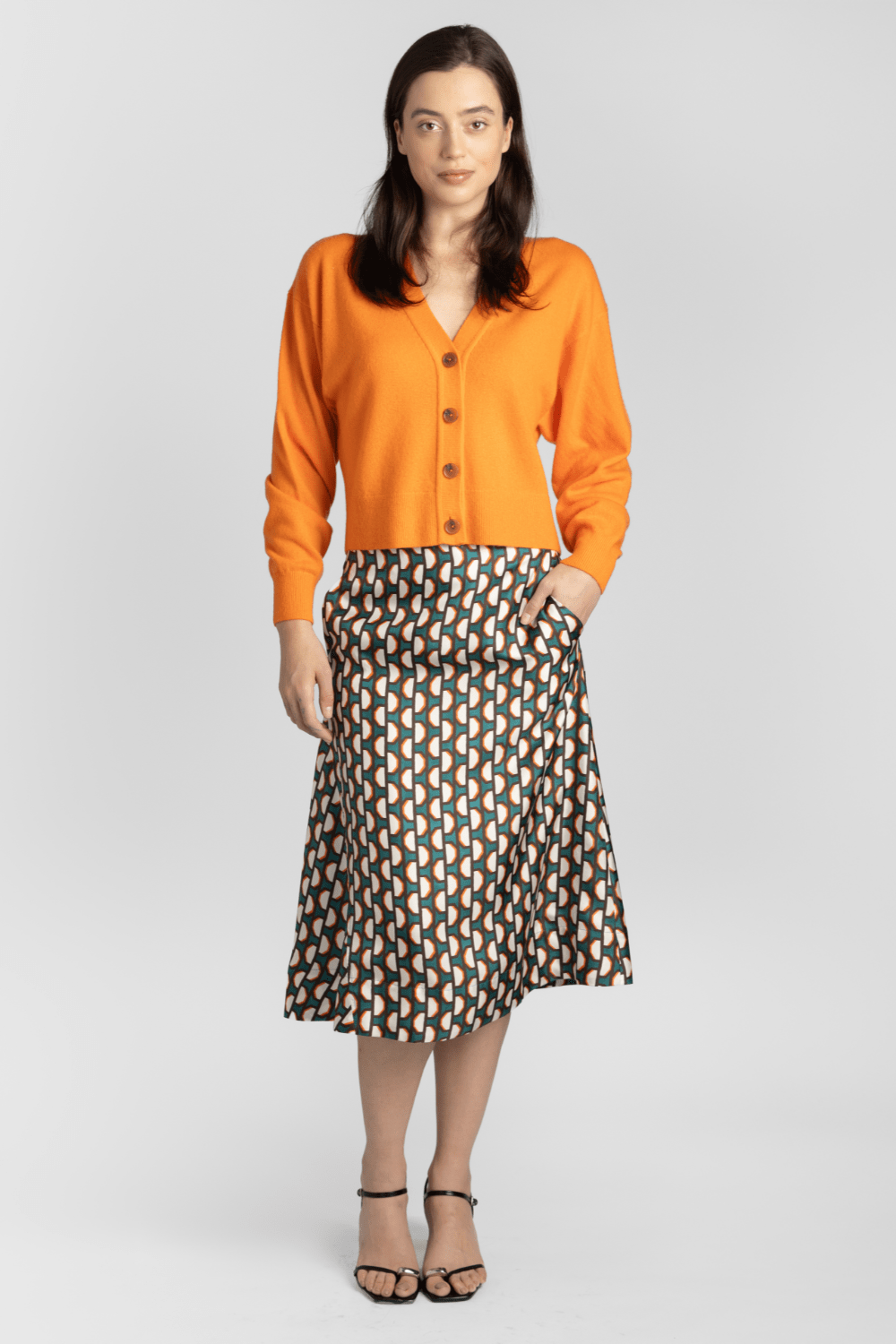 Silk Teal Midi Skirt - Odeeh