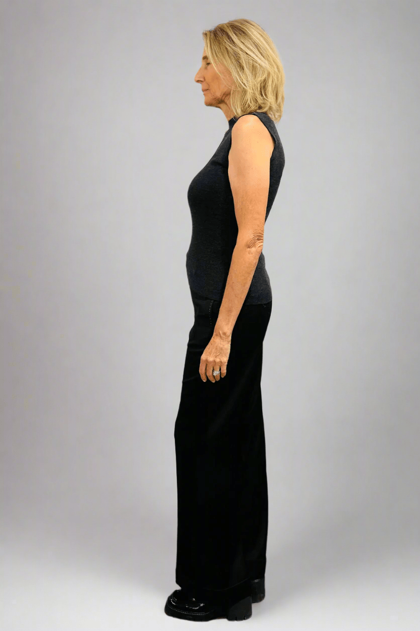 Sleeveless Stretch Charcoal Sweater - Odeeh