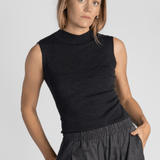 Sleeveless Stretch Charcoal Sweater - Odeeh