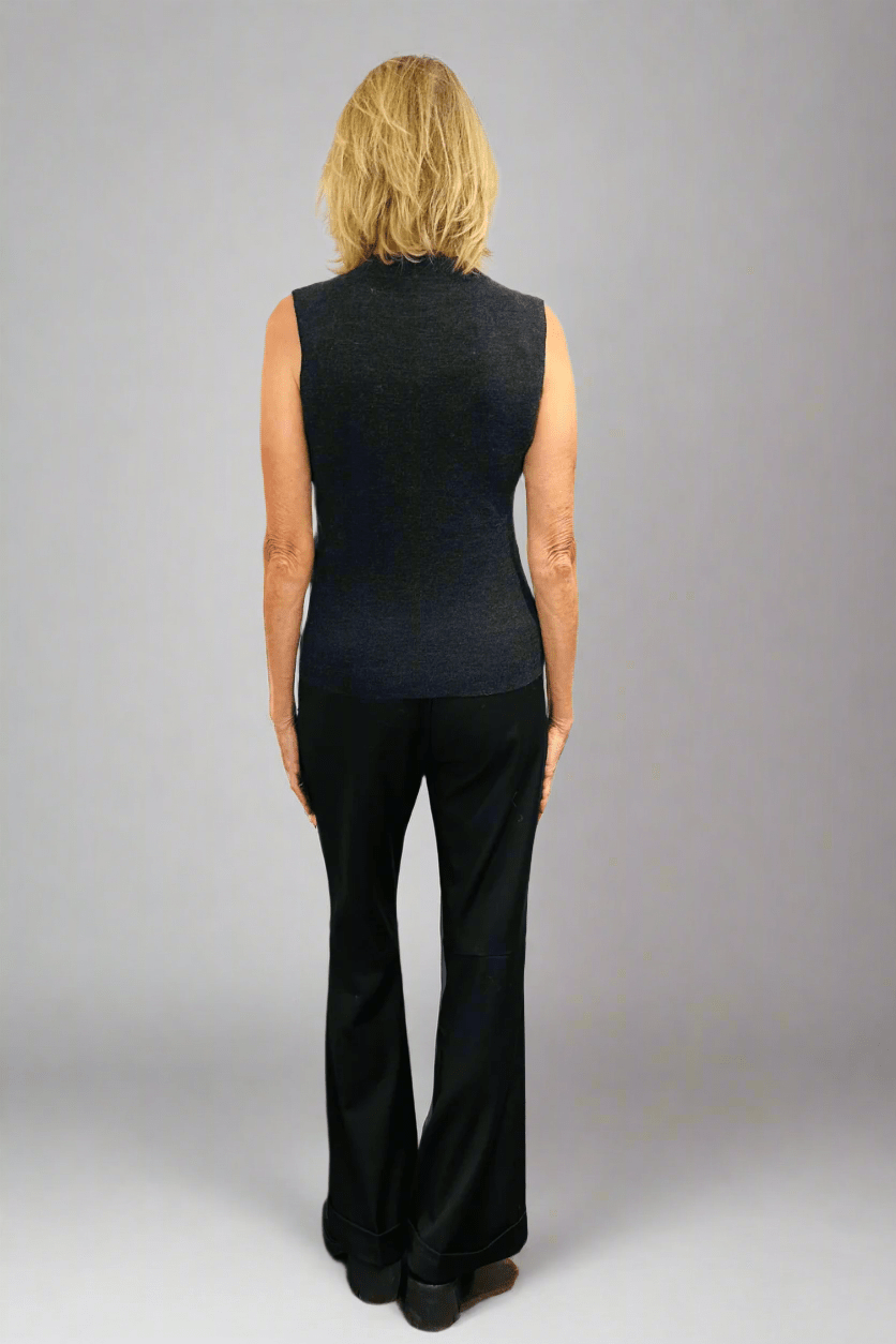 Sleeveless Stretch Charcoal Sweater - Odeeh