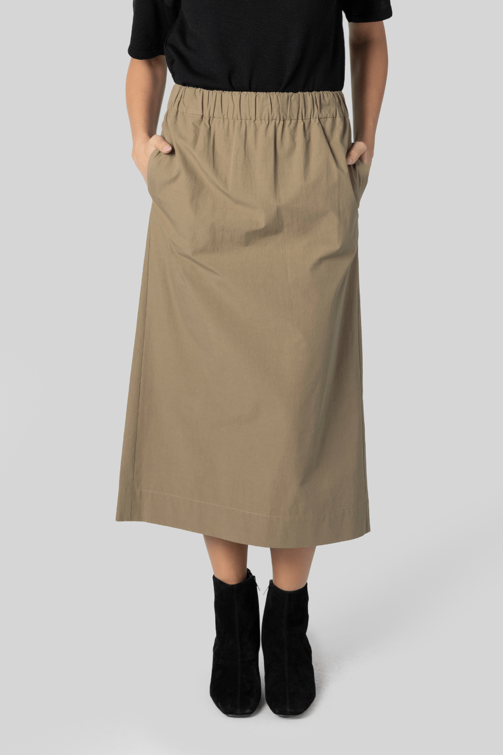 Straight Slit Beige Skirt - Gauchere