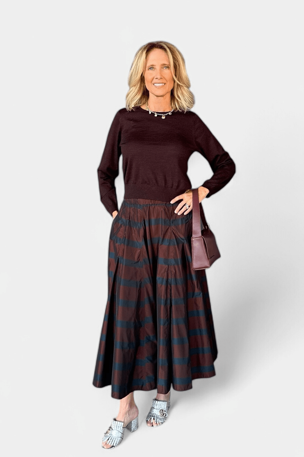Striped Taffeta Skirt - Odeeh