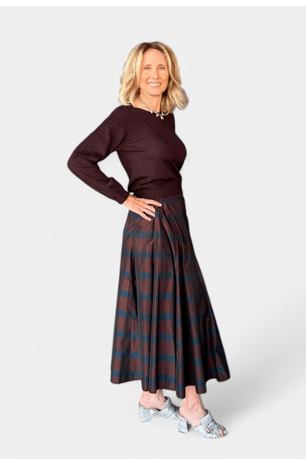 Striped Taffeta Skirt - Odeeh