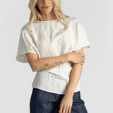 Textured White V - Back Shirt - Gauchere